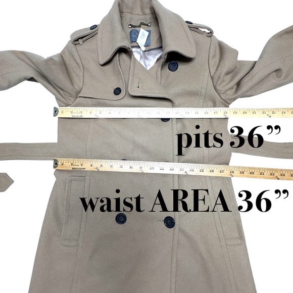 coat J CREW classic camel trench wool nylon cashmere 39" academia preppy French - Picture 10 of 15